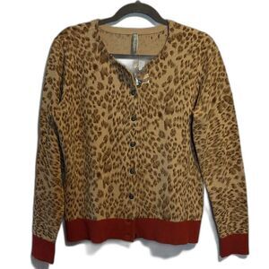 Hanna Andersson animal print cotton cardigan M